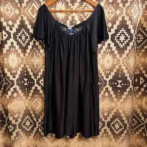 Vintage Elana Night Gown, Night Dress, Moo Moo, Size 1X, Black & Floral